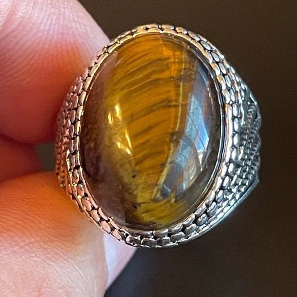Cool tiger eye stone S925 silver ring size 9.25 - Picture 5 of 9